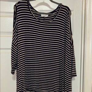Janette Plus Navy/white StripeTee shirt 3x